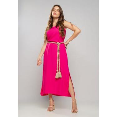 Imagem de Vestido Longo Viscolinho Fenda Pink Salvatore, M