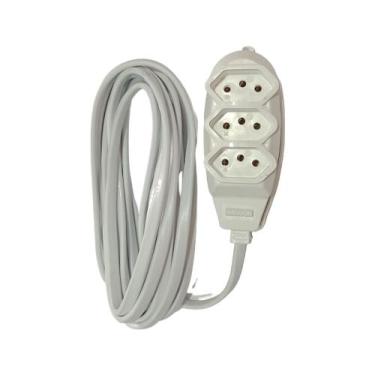 Imagem de Extensão De 3 Tomadas Com 3 Pinos De 2 Metros Branco Bright
