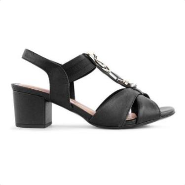 Imagem de Sandália Usaflex Salto Bloco Pedraria Feminina-Feminino