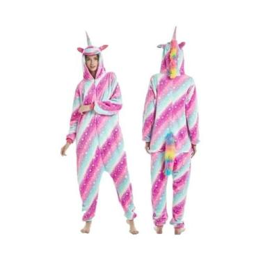 Imagem de Macacão Kigurumi Com Capuz Para Adultos plus Size, Pijamas Com Zíper D