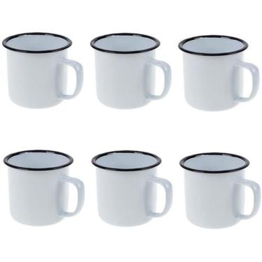 Imagem de Caneca Esmaltada Retro 350ml Vintage Jogo 6 Unidades - - Kadê, Branca