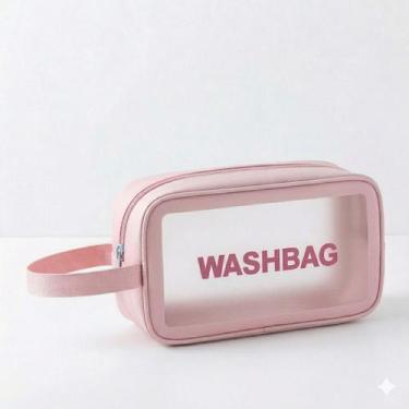 Imagem de Necessaire Organizadora Viagem Impermeável Transparente Modelo:Rosa - 