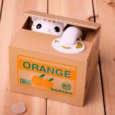 Imagem de Cofre Cofrinho Gatinho Rouba e Guarda Moeda Automático Infantil - OPAP