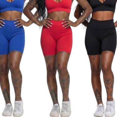 Imagem de KIT 3 Bermudinha Fitness Suplex Vekyo Roupa Para Academia Treino Moda Feminina Musculaç...