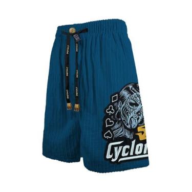Imagem de Bermuda Cyclone Veludo Relax Skull Mask, Azul petróleo, P