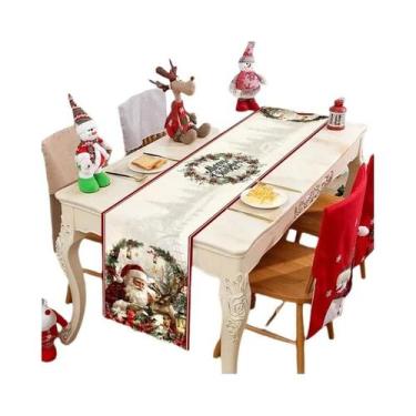 Imagem de Caminho De Mesa Vintage De Natal Com Papai Noel, Decorações Para Casa 