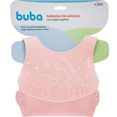 Imagem de Babador de Silicone com Pega Migalhas Rosa 14489 - Buba