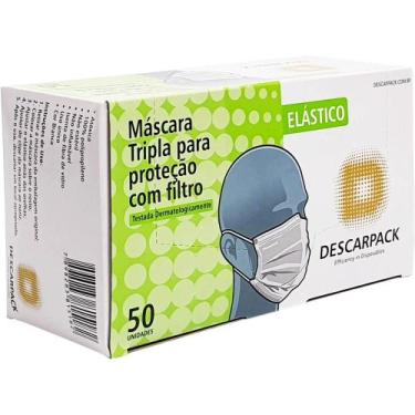 Imagem de Mascara Tripla Descarpack Com Elastico 50Un Branca