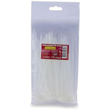 Imagem de Abraçadeira de Nylon 3,6x150mm Alta Resistência para Organização de Cabos Branca Forceline