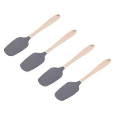 Imagem de Kit Quatro Espátulas Profissional Bicolor Cinza e Creme Weck