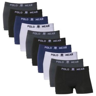 Imagem de Kit 10 Cuecas Boxer Polo Wear Infantil Microfibra Sortido, Colorido, G