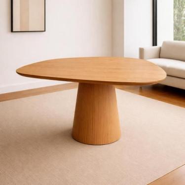 Imagem de Mesa de Jantar Orgânica 4 Lugares Madeira Maciça e MDF Yescasa Marrom