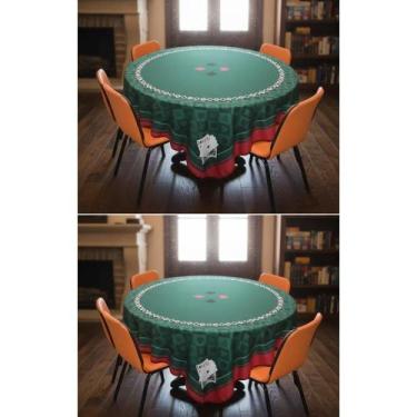Imagem de 2x Toalha Mesa Flanela Verde 1,60m Jogo Cartas Jogo Poker - Congratula