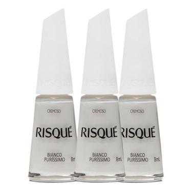 Imagem de Kit 3 Esmalte Risqué Branco Cremoso Branco Puríssimo 8ml