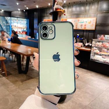 Imagem de Capa quadrada de luxo com chapeamento Bling para iPhone 12 11 13 Pro Max 12Mini Capa transparente TPU Airbag para iPhone Xr X Xs 7 8 Plus, verde, para iPhone 7Plus