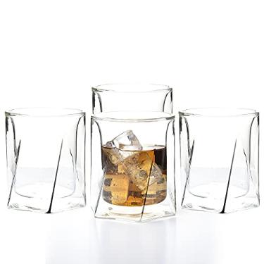 Imagem de LEMONSODA Copos de uísque de parede dupla - Design de copo transparente isolado - Conjunto de 113 a 283 g - Copos de uísque Premium para Scotch, Single Malt, Bourbon, Centeio - Vidro Antigo [2039]