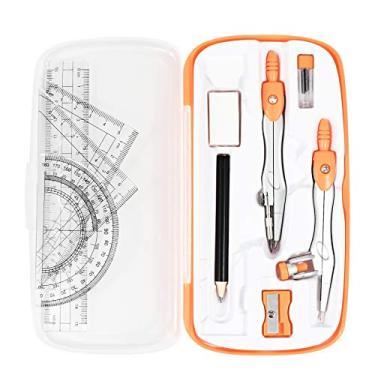 Imagem de Vobou Conjunto de kit de geometria matemática, 10 peças, material estudantil com caixa de armazenamento inquebrável, inclui réguas, transferidor, bússola, borracha, apontador de lápis, refis de