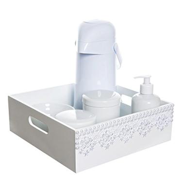 Imagem de Kit Higiene Bandeja Lisa Renda Com 6 Peças Quarto Bebê