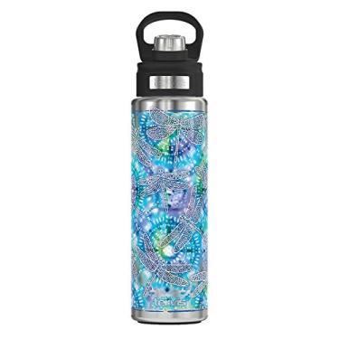 Imagem de Tervis Copo de viagem com isolamento térmico Tie Dye Dragonfly de parede tripla mantém as bebidas frias, garrafa de boca larga de 680 g, aço inoxidável