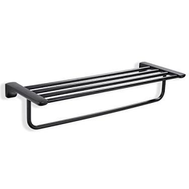 Imagem de Toalheiro Duplo 50cm, Aço inoxidável de Porta toalha banheiro linear, Realeza européia Toalheiro de roupão-Preto …