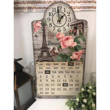 Imagem de Relógio de parede vintage retrô com calendário