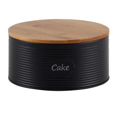 Imagem de Lata Cake Preta com Tampa de Bambu