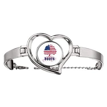 Imagem de N/A N/A Bracelete com bandeira americana raiz faly coração joia pulseira de arame, medium, metal