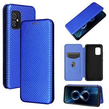 Imagem de YUNCHAO Caixa de telefone Para asus zenfone 8 / zs590ks textura de fibra de carbono Flip TPU + PC + PU de couro com slot de cartão capa para celular