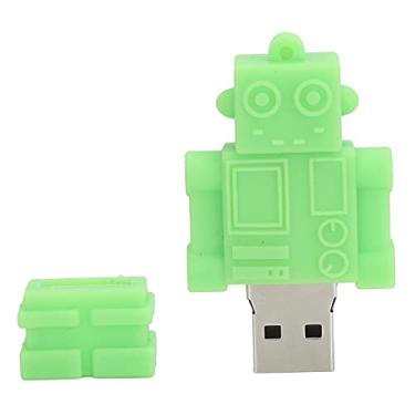 Imagem de Pen Drive de desenho USB, aparência de robô verde USB Memory Stick data armazenamento USB Pen Stick para armazenamento de informações Presente (32GB)