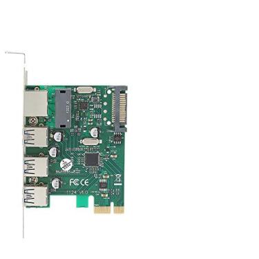 Imagem de ASHATA Placa de expansão de rede, ST610 PCI-E Ultra Alta Velocidade USB 3.0 + Giga RJ45 Placa Riser Adaptador de expansão de rede, 3 x portas USB3.0, 1 x porta LAN Giga RJ45, 1 x conector de alimentação de 4 pinos
