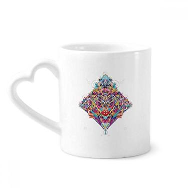 Imagem de Baralho de cartas de diamante caneca padrão geométrico café cerâmica copo de coração de vidro