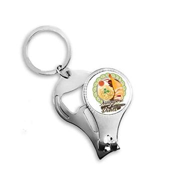Imagem de Singapura Hainanese Chicken Rice Nail Nipper Ring Chaveiro Abridor de Garrafas Cortador