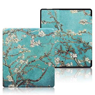 Imagem de ALMIGHTY Capa de couro PU para Kindle Oasis à prova d'água, serve apenas para o novo Kindle Oasis de 7 polegadas (flor de damasco)
