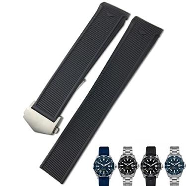 Imagem de DFAMIN 20mm 22mm Pulseira de relógio de silicone de borracha preta azul marrom pulseiras de relógio para Tag Heuer CARRERA AQUARACER F1 Pulseira de mergulho à prova d'água (Cor: 10mm