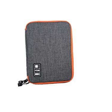 Imagem de ibasenice Bolsa Organizadora EletrôNica - Bolsa PortáTil Para AcessóRios Digitais, Bolsa Organizadora De Armazenamento De Dois Decks Para Cabo Usb, CartãO Sd, Tablet, Disco RíGido, Fone De Ouvido, Telefone - G (Cinza)