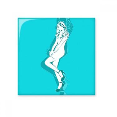 Imagem de Azulejo de cerâmica feminino azul volumoso decalque brilhante pedra adornada tijolo vitrificado