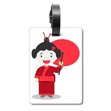 Imagem de White Red Japan Cartoon Mala Etiqueta Bagagem Cartão de Bagagem Etiqueta Scutcheon Etiqueta