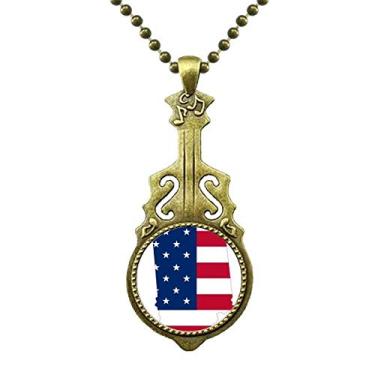 Imagem de DIYthinker Colar Illinois com mapa dos EUA e estrelas em forma de bandeira de listras em formato de violão antigo com pingente de música