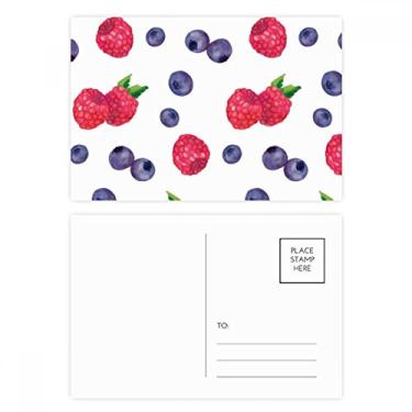 Imagem de Cartão postal com estampa de frutas de morango e mirtilo