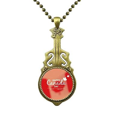 Imagem de Maple Leaf Colar com slogan Happy Canada Day 4 de julho, joia antiga de guitarra