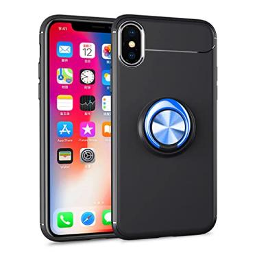 Imagem de Para iPhone X XR XS Max Capa Iphone8 Silicone Cover Para iphone 5 6 6S 7 7Plus 8 Plus Car Holder Ring TPU Cases,Blue Black,para iPhone 6