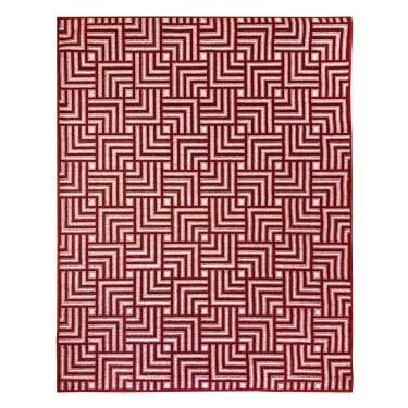 Imagem de Tapete Sala Moderno Geometrico Tabuleiro 100X150 Cm Vermelho