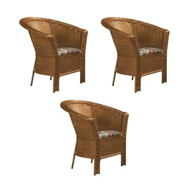 Imagem de Kit 3 Poltronas para Jardim Base Aço Maresias em Junco - Imbuia