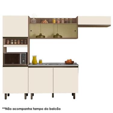 Imagem de Cozinha Compacta Com Balcão De Pia Porto Carvalho Off White  Poliman -