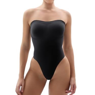 Imagem de SHAPERX Body sem alças para mulheres controle de barriga sem costura modelador modelador corporal com alças invisíveis e removíveis, Preto, 4X-Large-5X-Large
