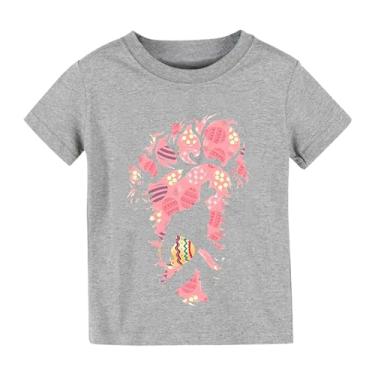 Imagem de Camiseta infantil infantil de coelho para bebês meninas camiseta coelhinho bebê roupas de páscoa colete camisa top bebê menina, Cinza, 4-6 Anos