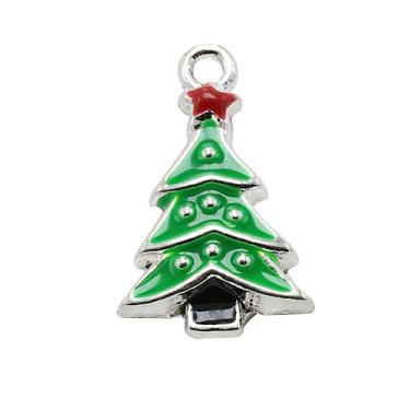 Imagem de Tofficu 10 Pcs Pingente de Natal para pulseira Pingente para chaveiro Pingente de Natal para celular encantos de pingente DIY pingente de liga árvore de Natal joalheria