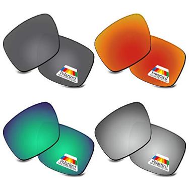 Imagem de Bwake Lentes de reposição para óculos de sol Oakley Holbrook XL OO9417 - preto + prata + verde + vermelho fogo polarizado