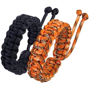 Imagem de Jewever Pulseiras de sobrevivência Paracord trançada corda artesanal para casais, homens e mulheres, tamanho ajustável (conjunto de 2), Adjustable, Poliéster, Sem Pedra Preciosa