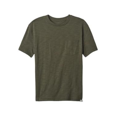 Imagem de GAP Camiseta de gola redonda com bolso para meninos, Musgo preto, M